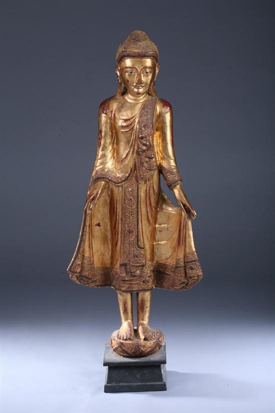 Appraisal: BURMESE LACQUERED FIGURE OF BUDDHA - in high