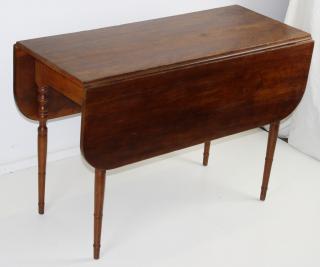 Appraisal: New England Sheraton Cherry Delicate Turned Leg Drop Leaf Table