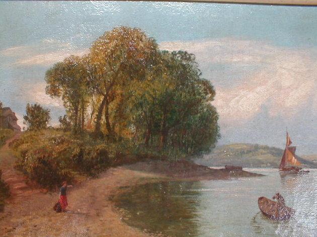 Appraisal: R Landeryou Summer lake land landscape with a figure on