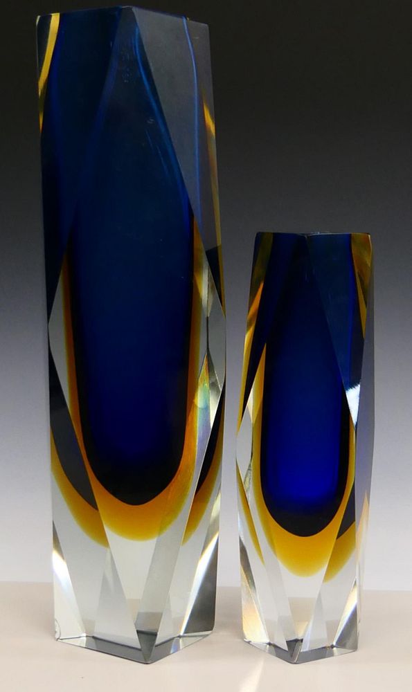 Appraisal: MURANO GLASS VASES TRI COLORED GRADUATED One is tall and