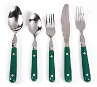 Appraisal: Farberware stainless steel cutlery for seven with hunter green handles