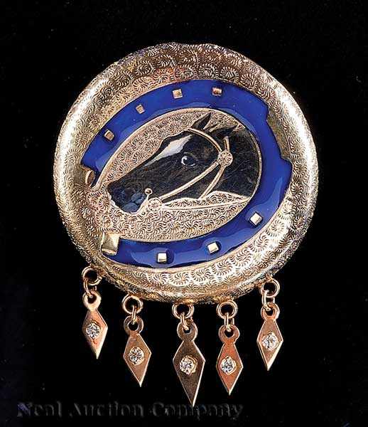 Appraisal: A kt Yellow Gold and Enamel Brooch made from an