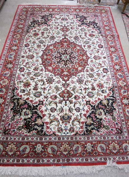 Appraisal: PERSIAN SILK QUM CARPET Qum Province northwest Iran hand knotted