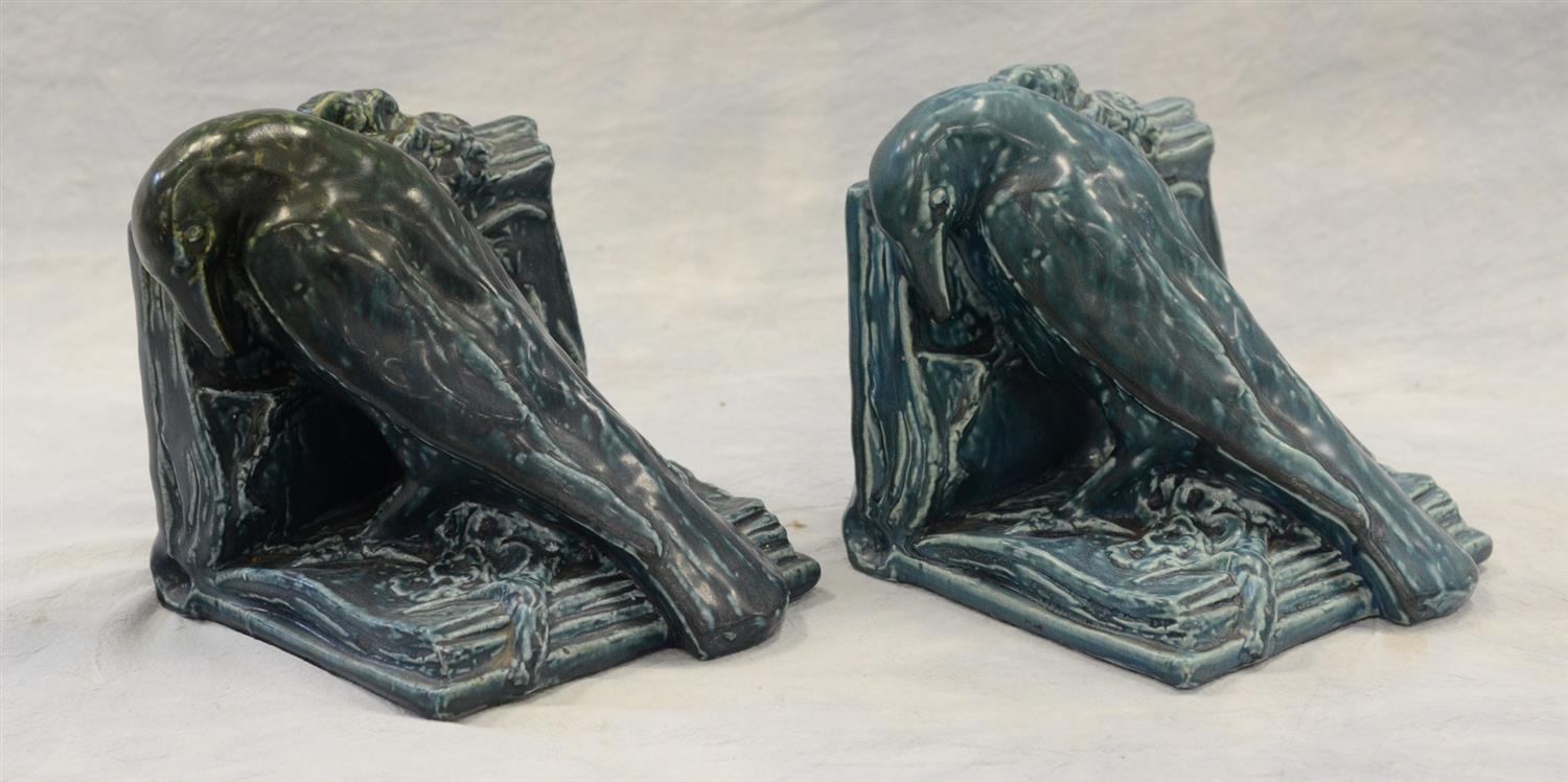 Appraisal: Rookwood Pottery raven bookends - h minor flakes to edge