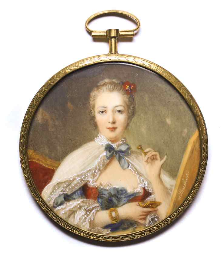 Appraisal: MINIATURE PORTRAIT PAINTING ON IVORY AFTER BOUCHER OF MADAME POMPADOUR