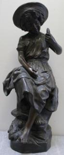 Appraisal: Russian Patinated Bronze Figure of a Seated Girl Modeled with