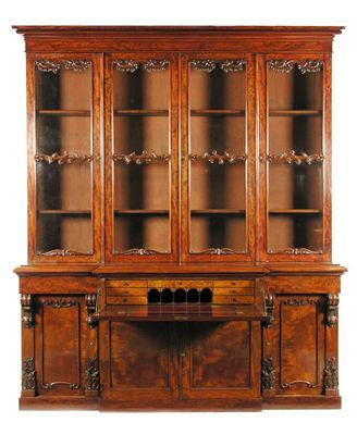 Appraisal: A mahogany secretaire bookcase the detachable moulded cornice above four