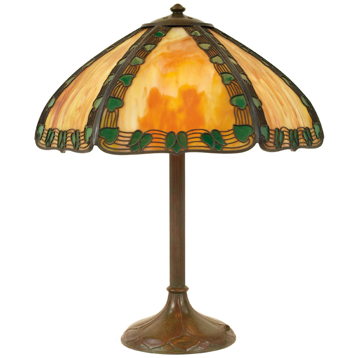 Appraisal: Handel table lamp ivy design to shade on a copper