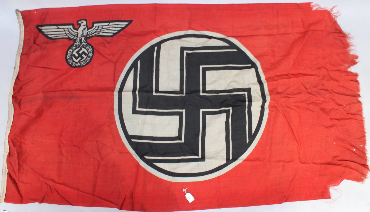 Appraisal: A Nazi Party Third Reich flag rectangular cloth with imperial