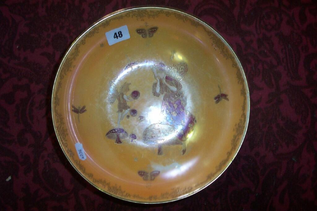 Appraisal: A Fieldings Crown Devon lustrine orange ground bowl of circular