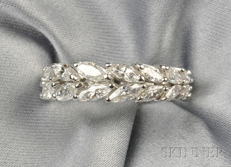 Appraisal: kt White Gold and Diamond Ring set with two rows