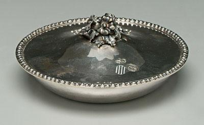 Appraisal: Odiot silver entre eacute dish round with guilloche border floral