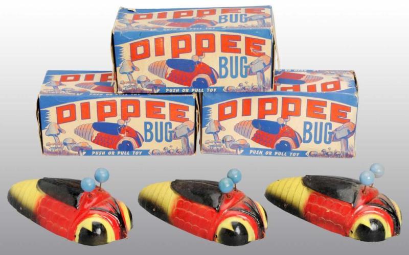 Appraisal: Lot of Dippee Bug Pull Toys Description American Marked Hubert