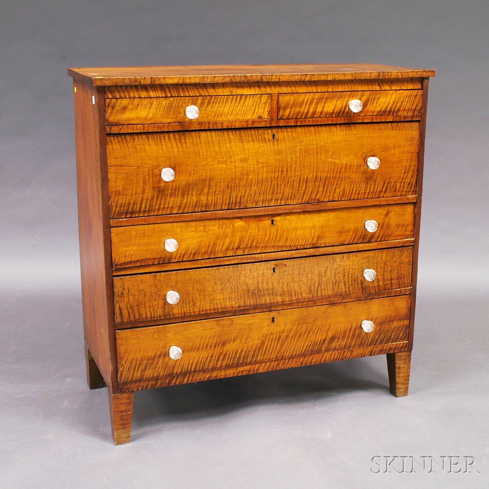 Appraisal: Federal Tiger Maple Chest of Drawers America early th century