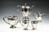 Appraisal: TEA SET - Five piece sterling repousse and engraved tea