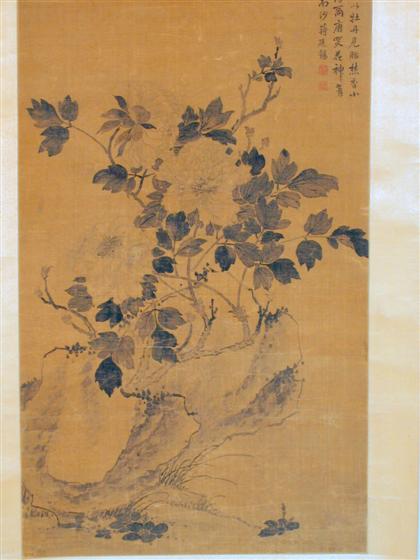 Appraisal: Japanese painting late th century Hanging scroll ink on champagne