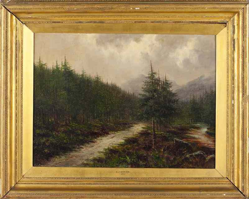 Appraisal: Samuel J Barnes Br - Forestoil on panel signed at