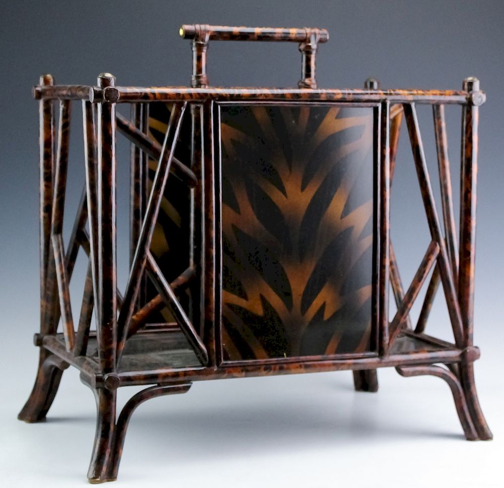 Appraisal: Maitland Smith Brightened Bamboo Canterbury Rack Palm Beach style magazine