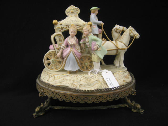 Appraisal: Bisque Figurine of Couple Emerging from horse drawn carriage