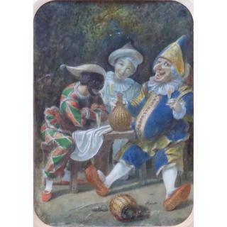 Appraisal: th Century Italian School Gouache On Card Commedia dell'arte th