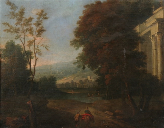 Appraisal: ATTRIBUTED TO PIERRE PATEL French - ITALIANATE LANDSCAPE WITH FIGURES