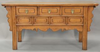 Appraisal: Chinese hardwood altar table with three drawers having compartment under