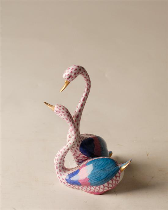 Appraisal: Herend Swan Figure attached swans high