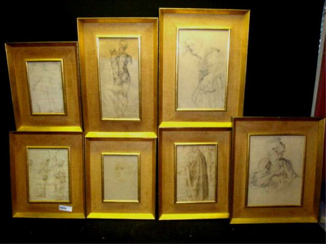 Appraisal: Seven decorative prints after Old Master drawings Property from New