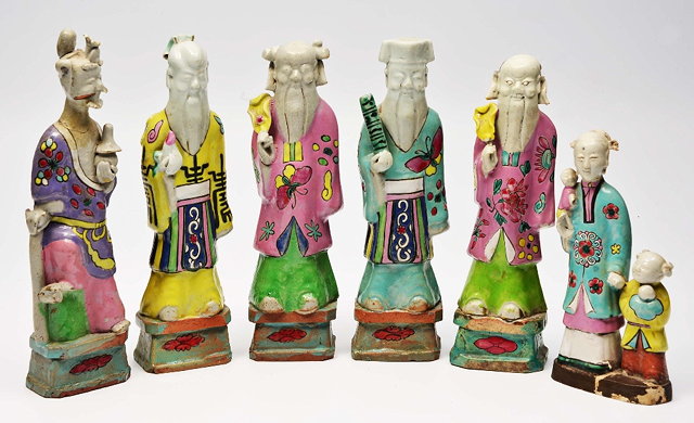 Appraisal: A GROUP OF SIX CHINESE PORCELAIN MODELS of Immortals th