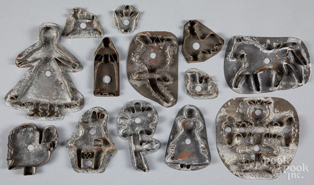 Appraisal: Collection of antique tin cookie cutters Collection of antique tin