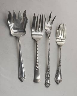 Appraisal: Sterling Silver Asst Serving Forks OT Gross