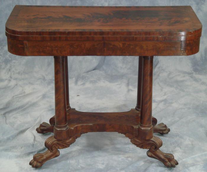 Appraisal: Mahogany Federal game table rectangular top supported by four tapered