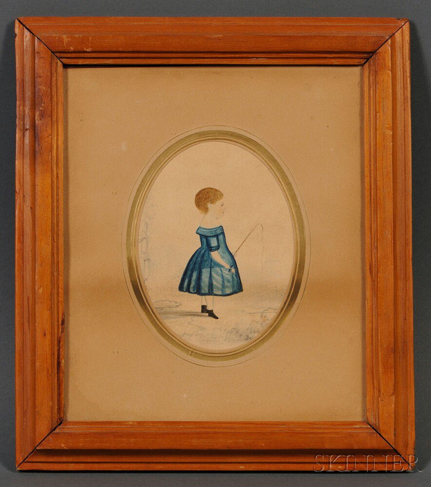 Appraisal: American School th Century Small Profile Portrait of a Child