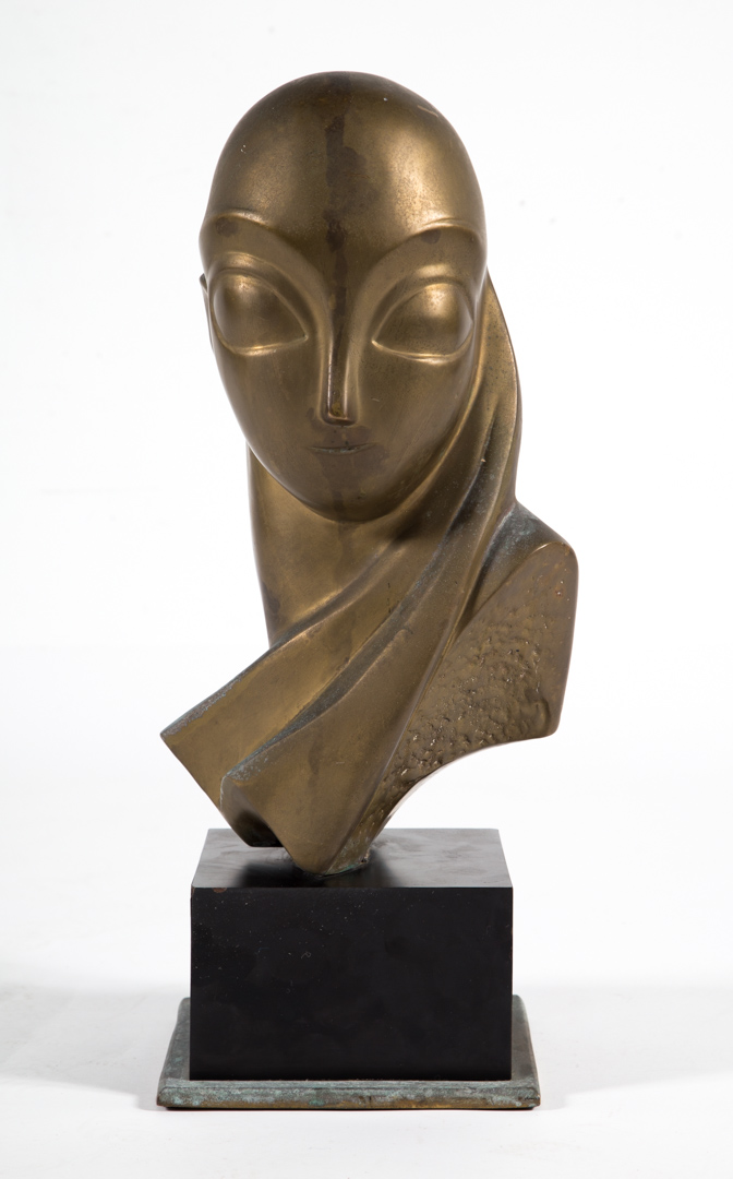 Appraisal: After Brancusi Muse brass sculpture abstract female head mounted on