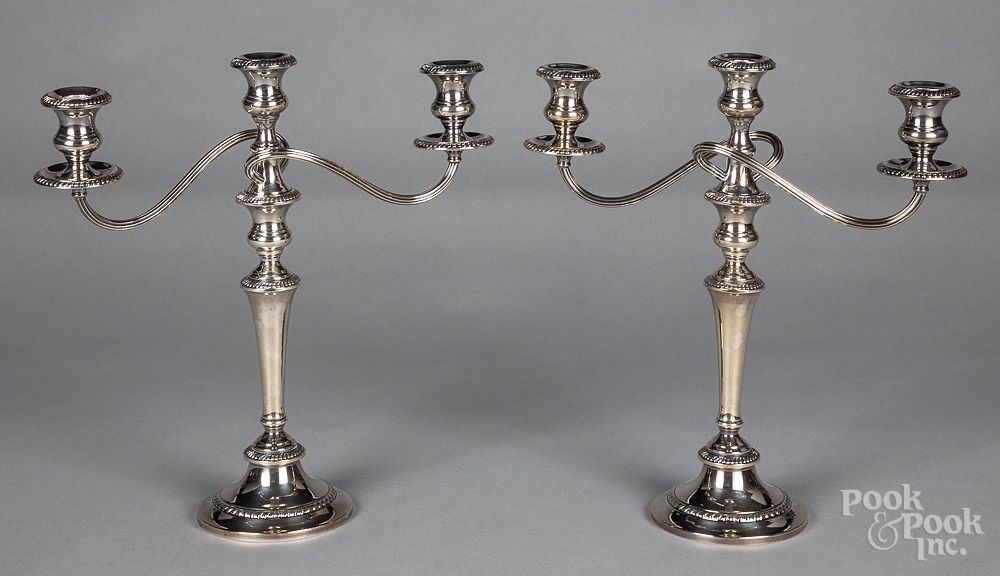 Appraisal: Pair of Gorham weighted sterling silver candelabr Pair of Gorham