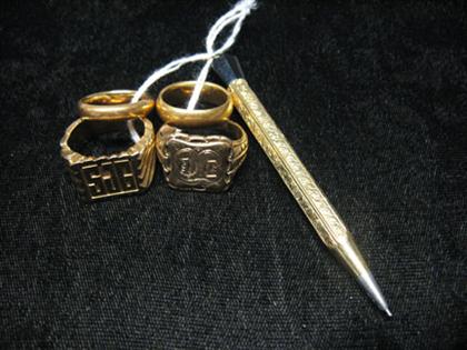 Appraisal: Group of assorted yellow gold rings together with a small