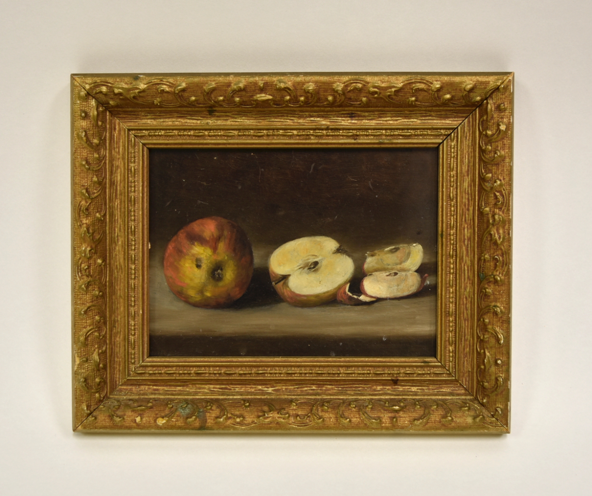 Appraisal: GILT FRAME STILL LIFE PAINTING OIL ON WOOD PANEL A