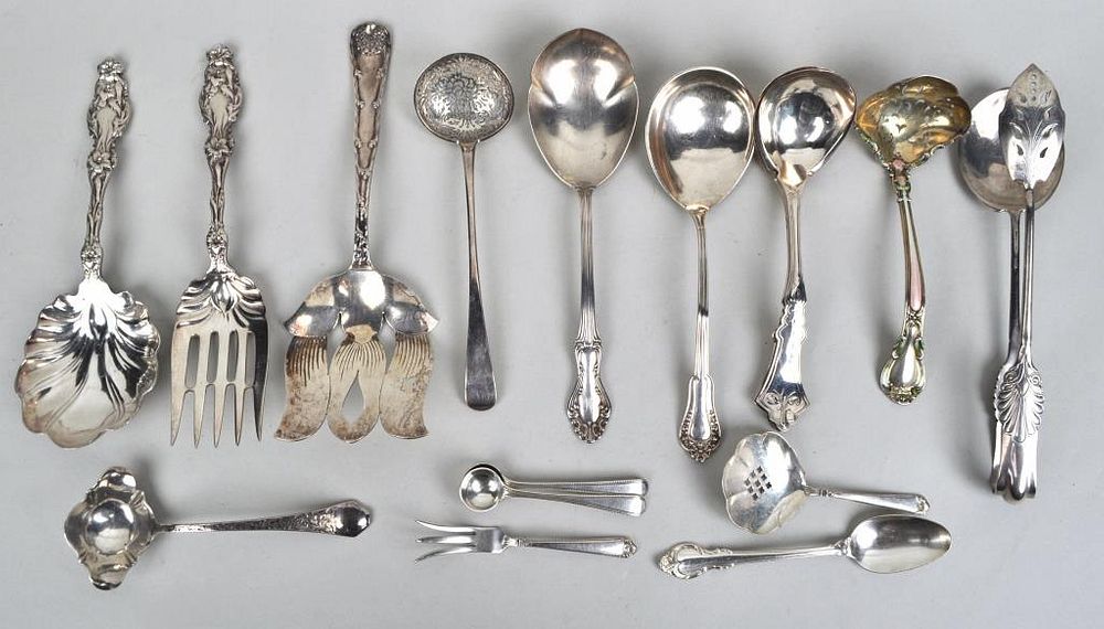 Appraisal: Group Sterling Coin Silver Plate Serving Utensils including Tiffany and