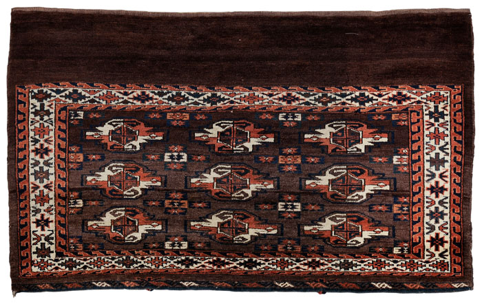 Appraisal: Yomut Rug Turkman rows of guls on dark brown ground