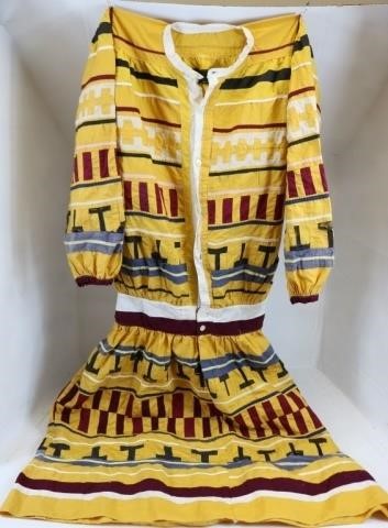 Appraisal: CA SEMINOLE HANDMADE MAN'S LONG SHIRT VIBRANT COLORFUL DESIGN SHOWS