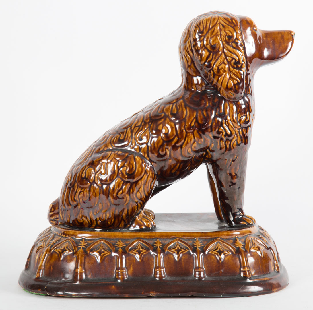 Appraisal: Bennington pottery seated spaniel mid- th century dog seated on