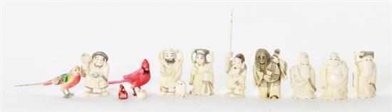 Appraisal: Collection of Asian carved bone miniature figures various Japanese immortals