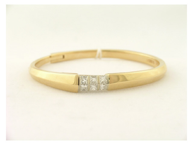 Appraisal: K two tone gold diamond hinged bangle with K white