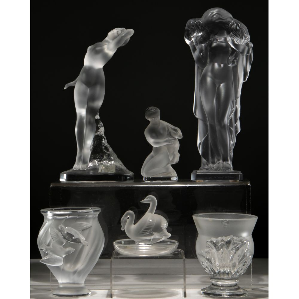 Appraisal: LALIQUE CRYSTAL ASSORTMENT items including Diana and the Lamb figurine