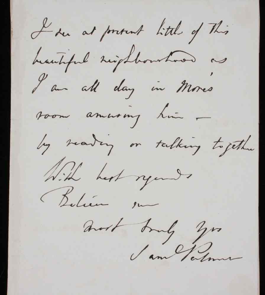 Appraisal: SAMUEL PALMER AUTOGRAPH NOTE SIGNED-Palmer - was a key figure