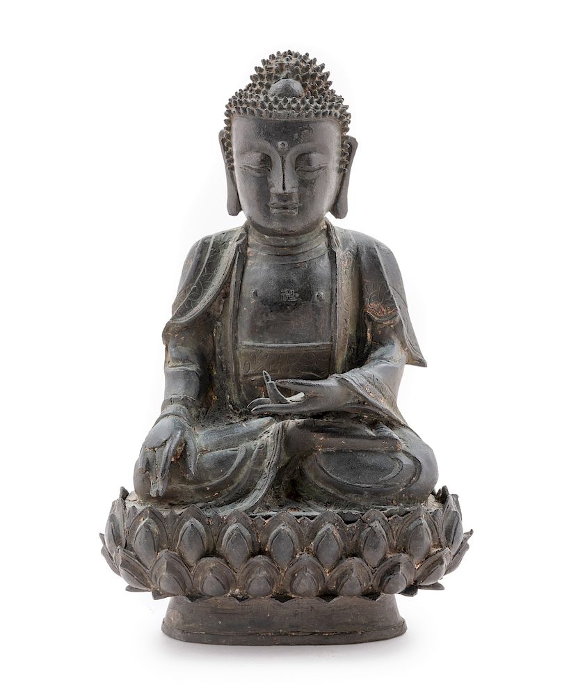 Appraisal: A Bronze Figure of Buddha Shakyamuni Height in cm A