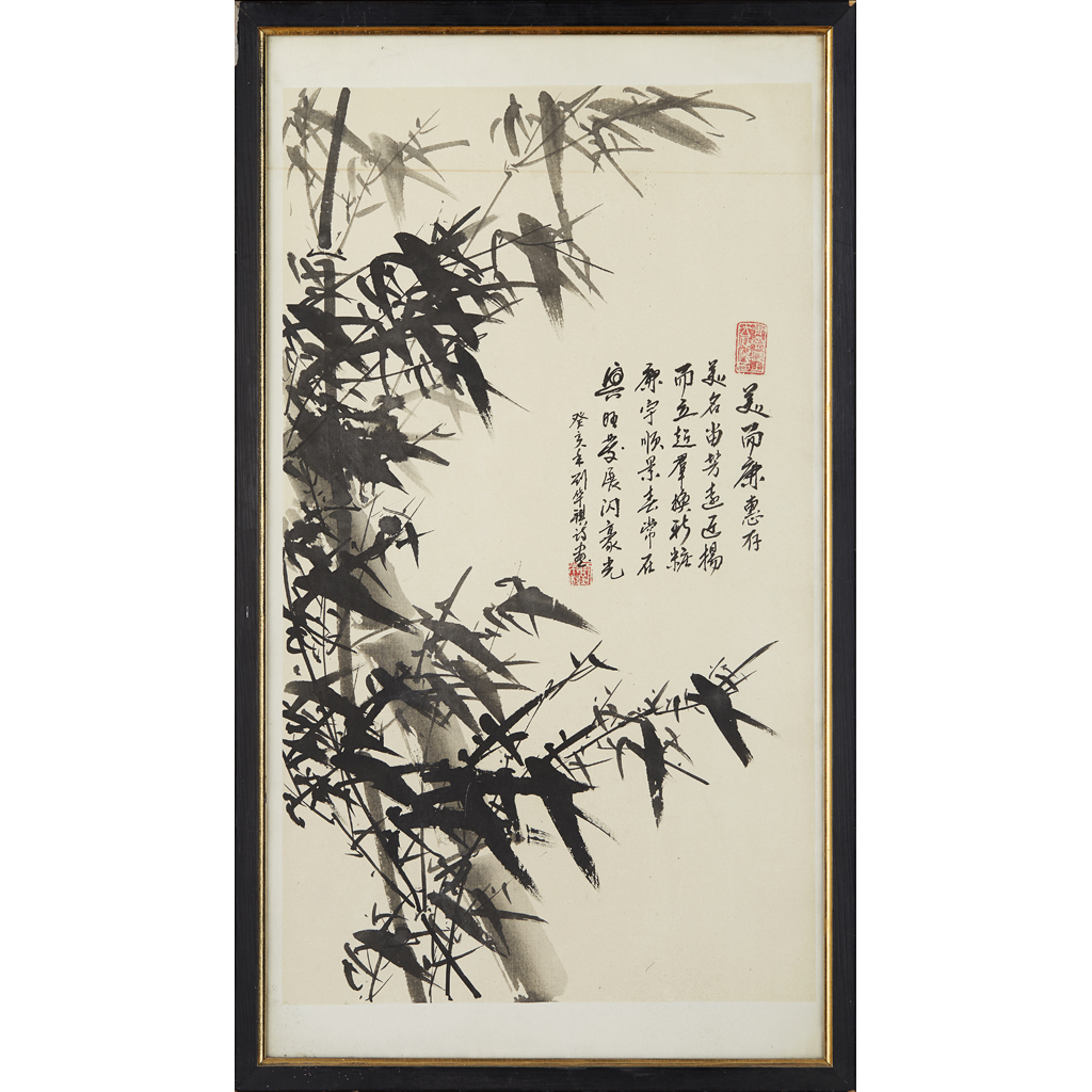 Appraisal: CHINESE SCHOOL TH CENTURY BAMBOO comprising two paintings ink on