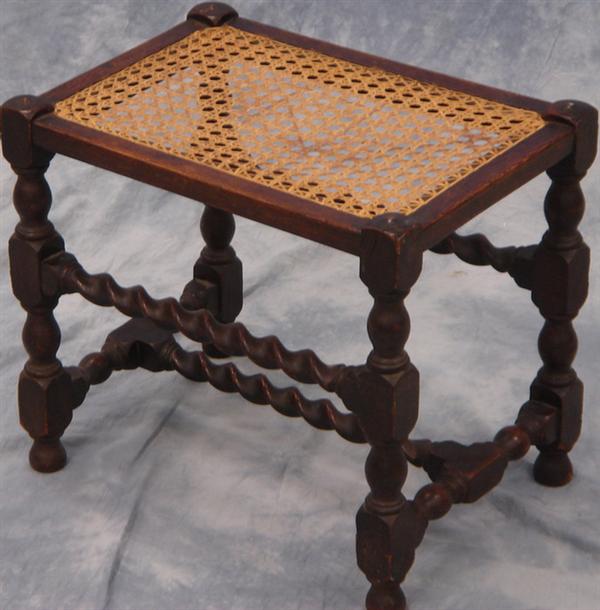 Appraisal: Oak barley twist stool with caned seat x h Estimate