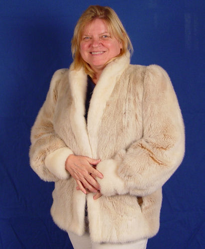 Appraisal: WHITE MINK FUR JACKET Roll collar and bracelet cuffs approx