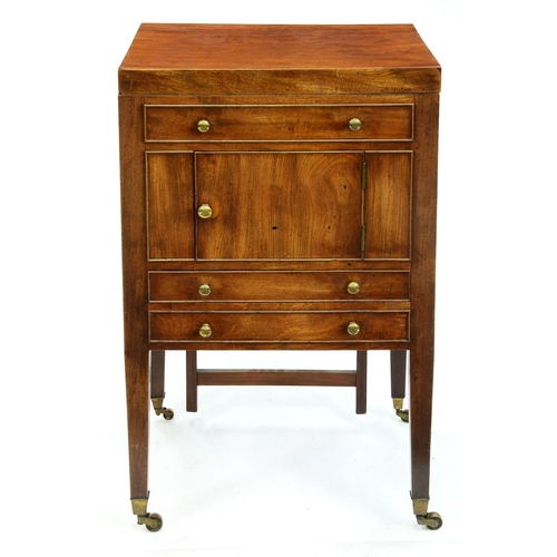 Appraisal: A George III mahogany dressing commode the lid enclosing retractable